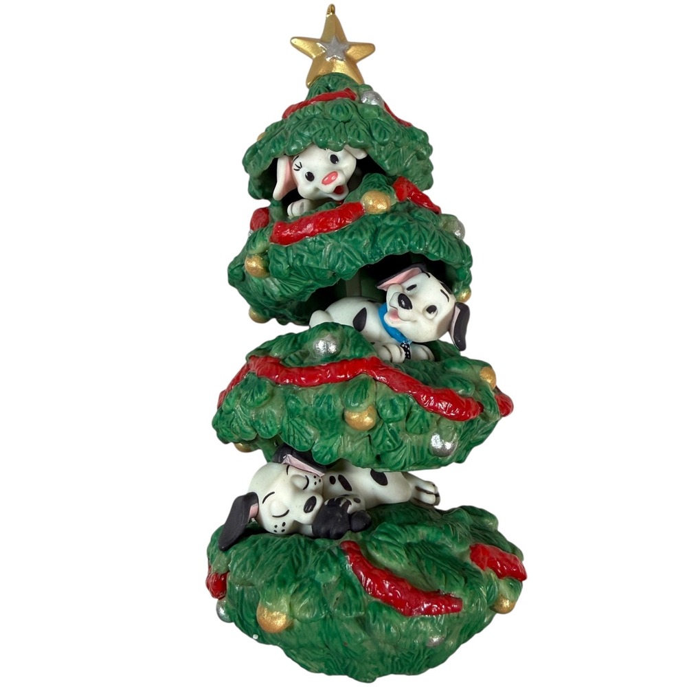 VTG Hallmark 2002 Disney 101 Dalmatians Christmas Tree Ornament Puppies Pongo 4"